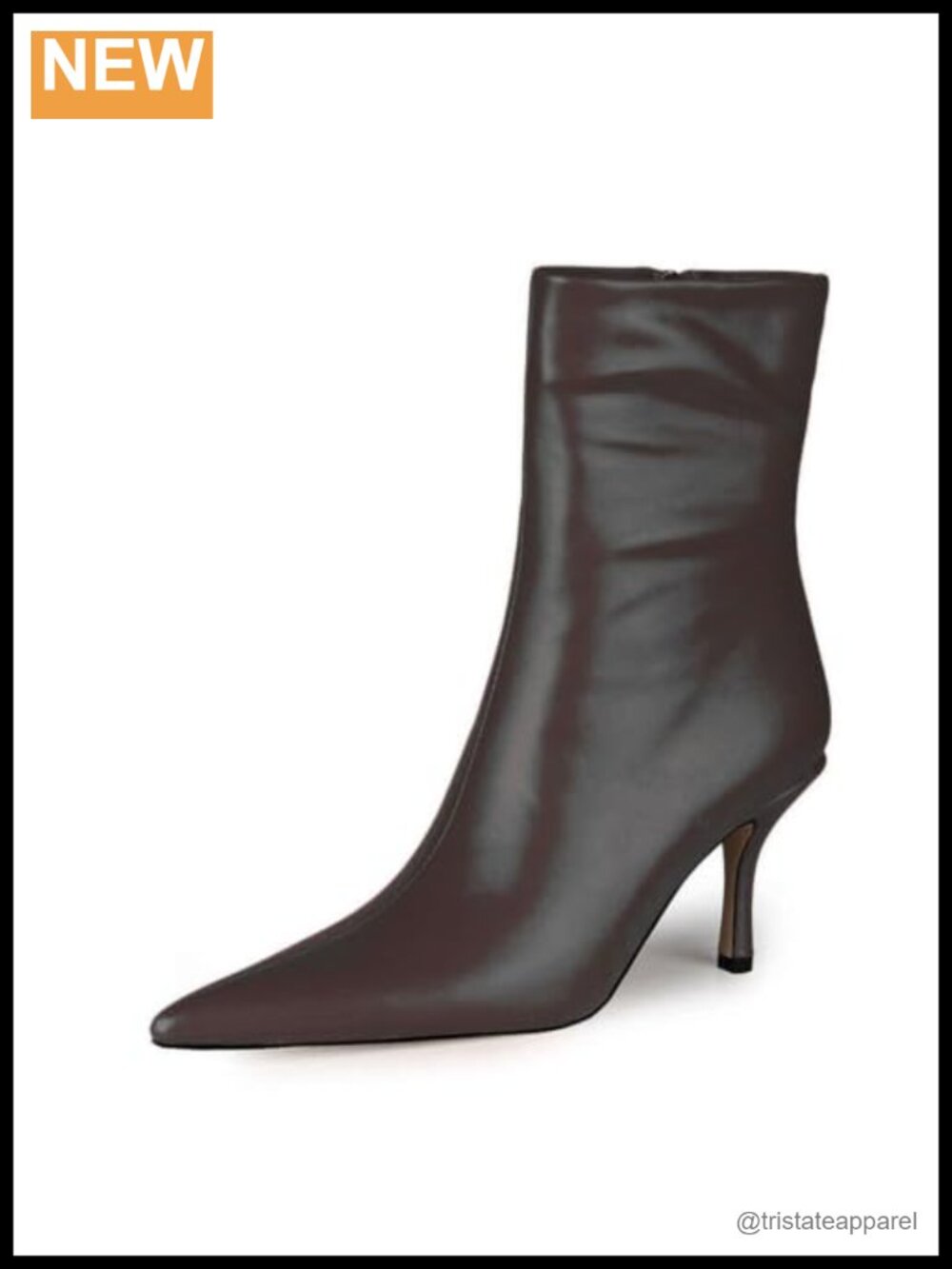 Womens Pointed Toe Stiletto Ankle Boots Zip Up Mid Calf Booties